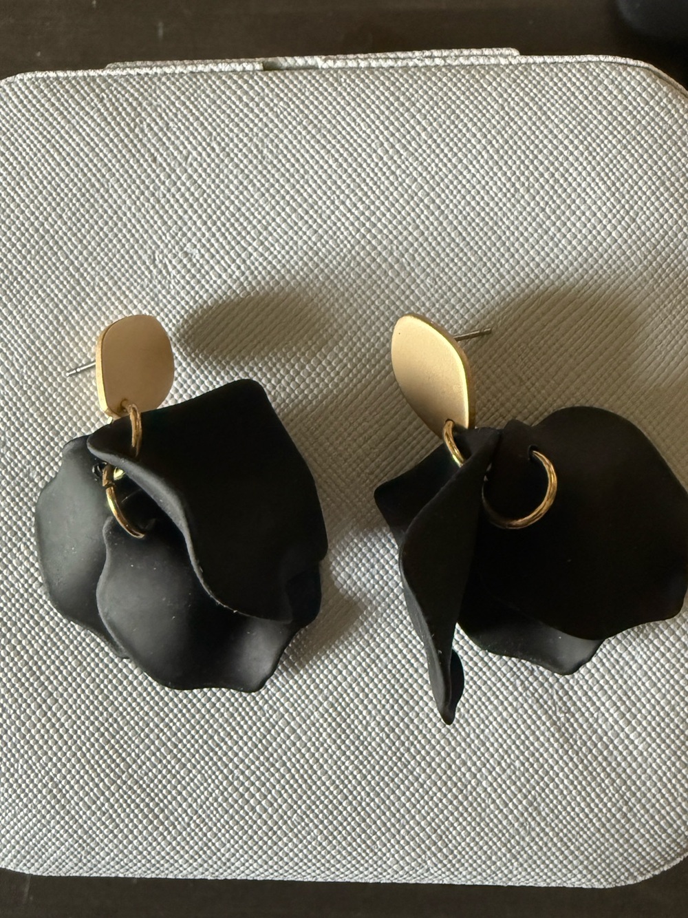 LOFT Black Petal Cluster Earrings with Gold Accents